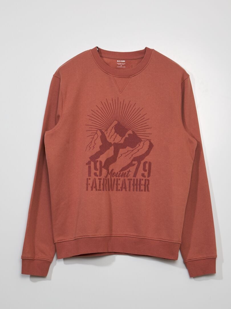 Bedrukte fleece sweater - ROZE