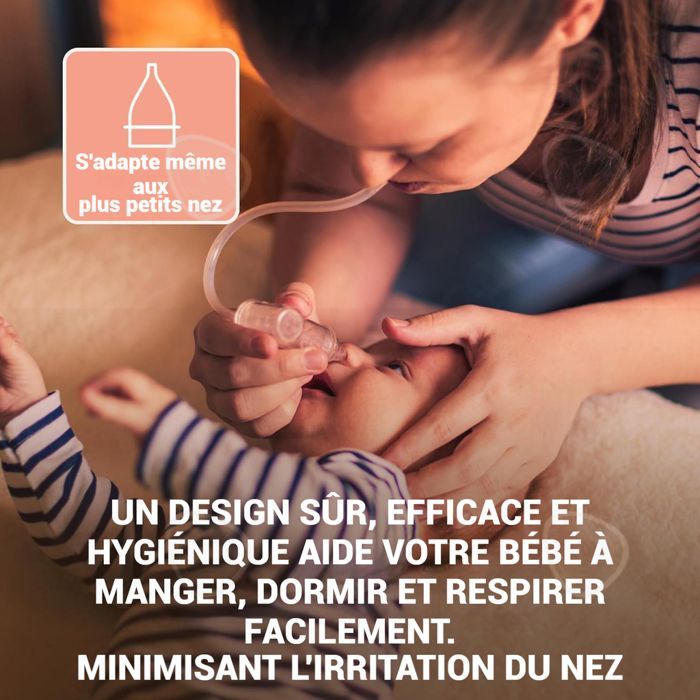 Aspirador nasal tipo C fabricado con material de PC fácil de usar, portátil y autorregulable, apto para adultos y niños.