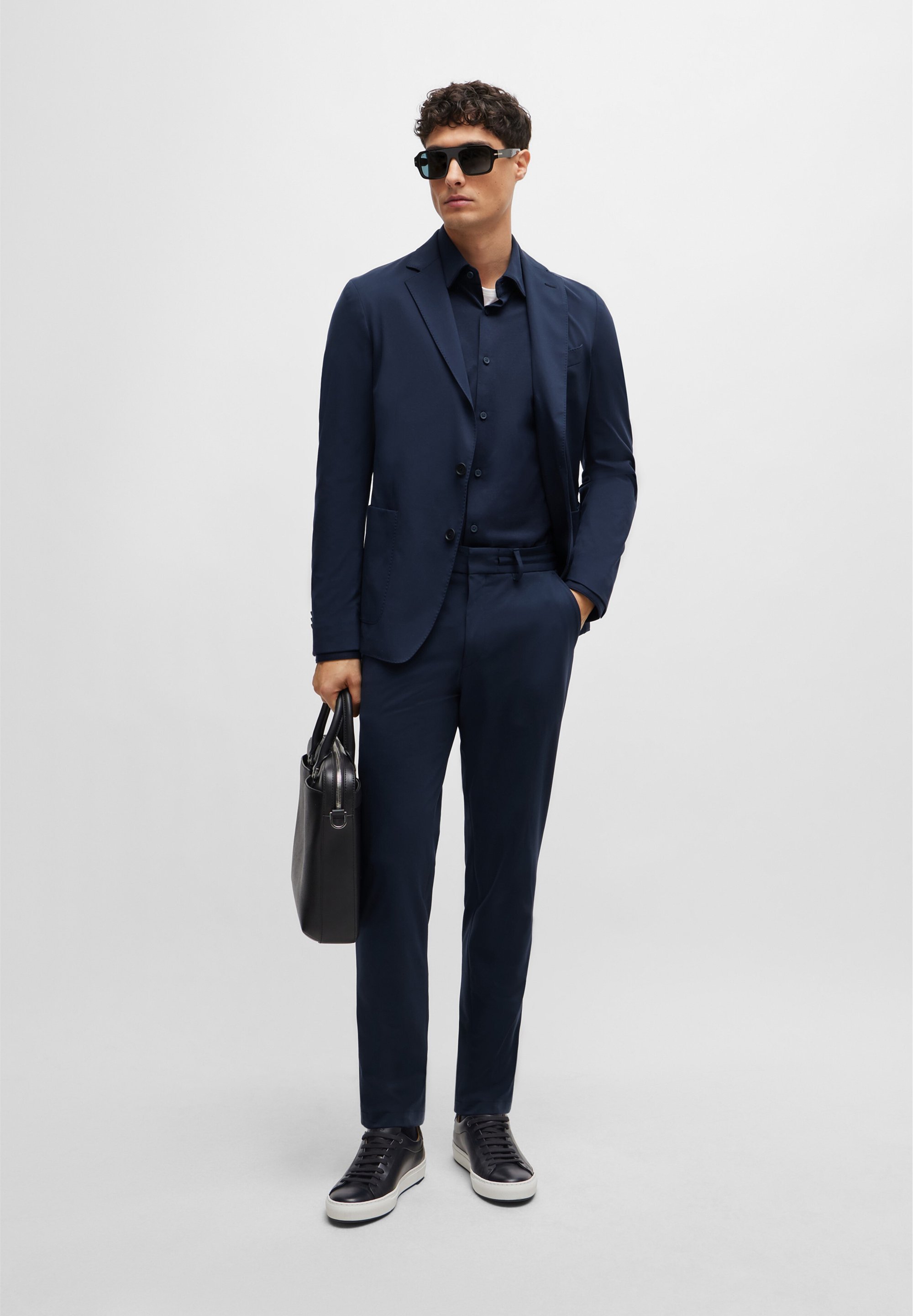 BOSS Slim Fit Longarm - Kauluspaita - dark blue