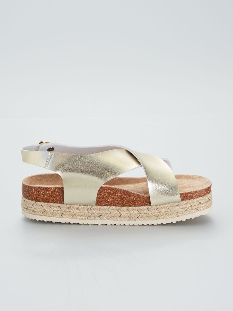 Sandalen met hoge zool - BEIGE