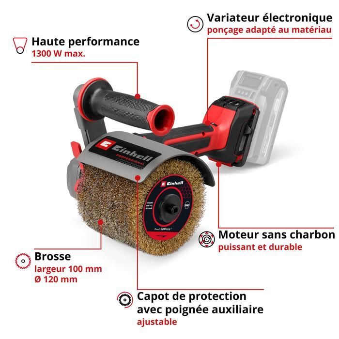 Einhell Professional Rénovateur sans fil TP-BR 18/32 Li BL Solo PXC (18V, Ø 120mm) Livré sans Batterie ni Chargeur
