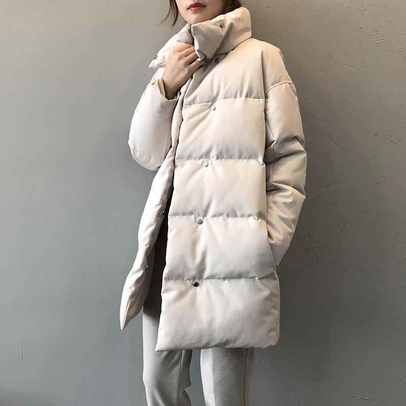 Veste d'hiver en coton pour femme, épaisse et chaude, col montant, coupe-vent, à simple boutonnage, neuve