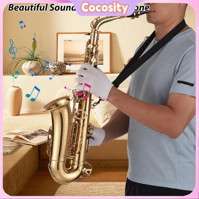 Saxofón alto EB, latón lacado en oro, saxofón en Mi bemol, tipo 875, con accesorios para diversos tipos de música.