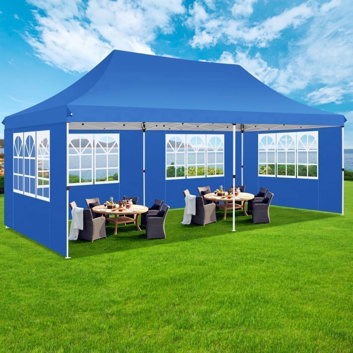 Gazebo pieghevole 3x6, gazebo da giardino impermeabile per esterni, tenda per ricevimenti con 6 pannelli laterali, tenda con protezione UV 50+, azzurro.
