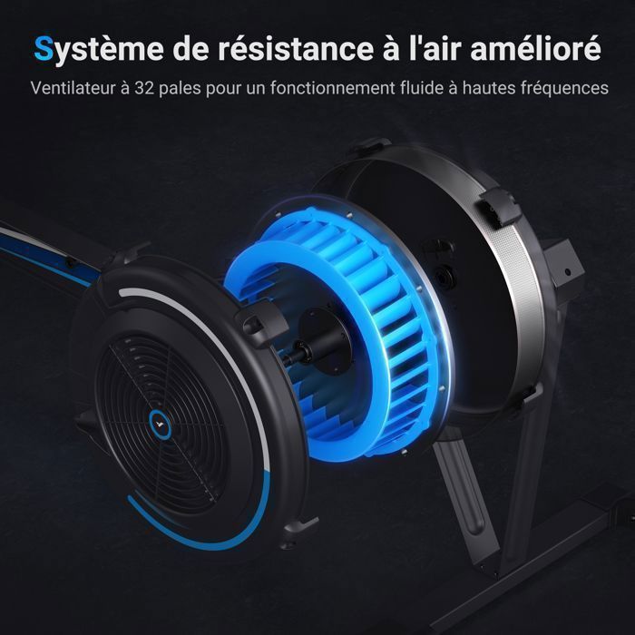 Air Rower – MERACH – 10 Resistance Levels – Regular Use – Easy to Store – Phone Holder – App Compatible
