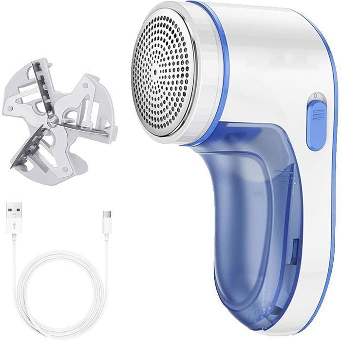 RasoirAnti‑boulocheÉlectriqueRechargeableUSB,DéboulocheurPortableBleuavec1LamedeRechange,Anti‑PeluchespourVêtements Label