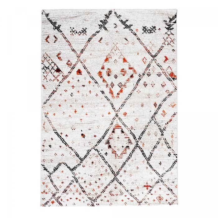 Tapis berbère 200x290 tissé motifs tribaux LYN8 MORA crème