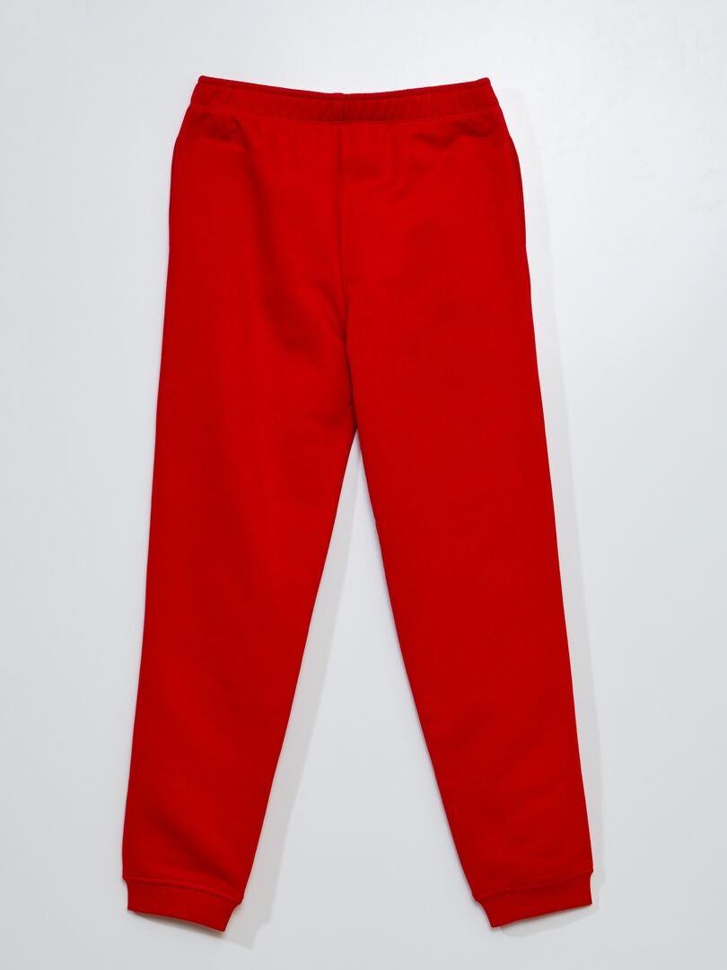 Joggingbroek van fleece met elastische tailleband - ROOD