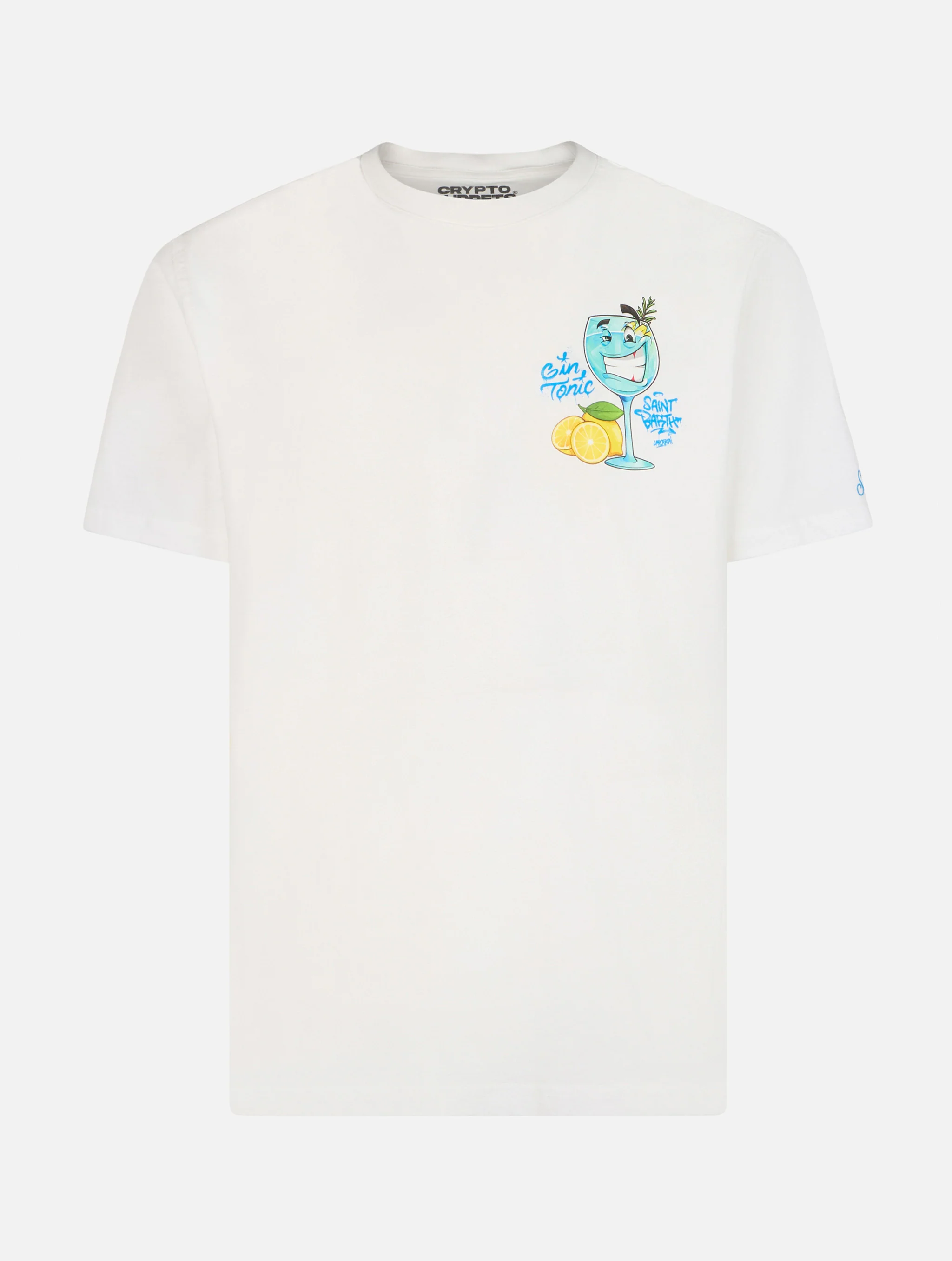 Cryptopuppets Gin Tonic heren T-shirt van katoen met geplaatste print