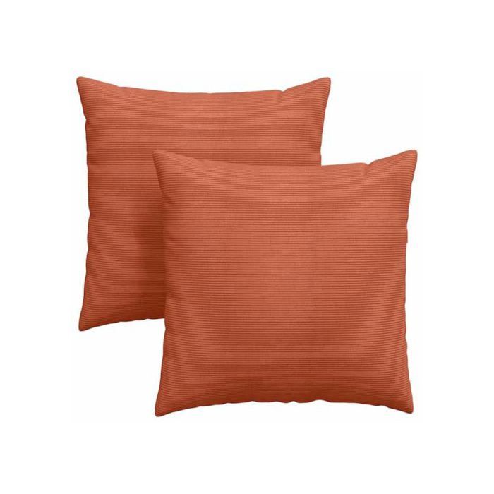 Coussins de canapé en velours côtelé - vidaXL - Rouge orange - 60x60x22 cm - Housses amovibles - Rembourrage polyester