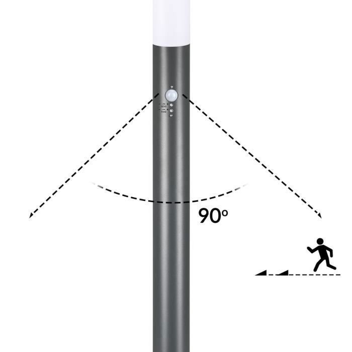 Lámpara de pie exterior de 100 cm, casquillo E27, luz de jardín con sensor de movimiento - Acero inoxidable - Antracita
