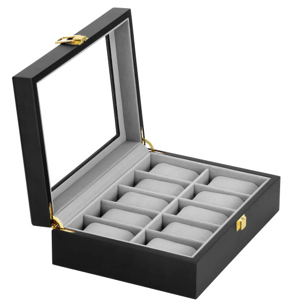 Szkatułka na zegarki 26,5x20x8 cm czarno-szary organizer