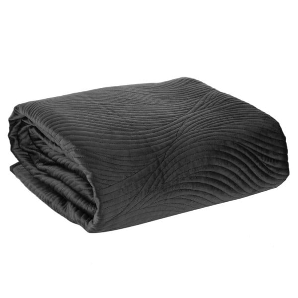 Narzuta 170x210 Ria czarna welurowa fale