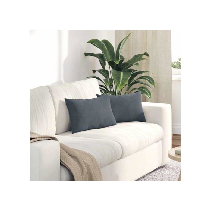 Coussins de canapé en velours - vidaXL - Gris foncé - 50x30 cm - Housses amovibles - Rembourrage polyester