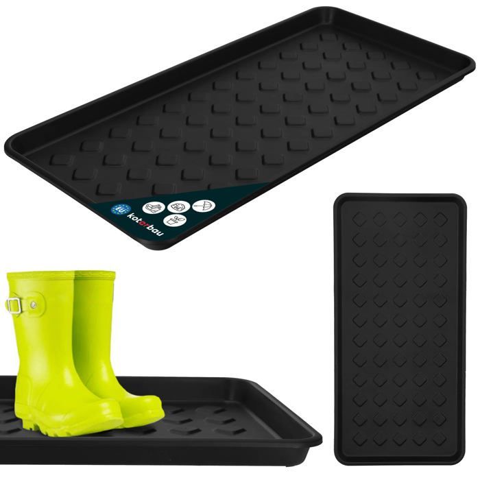 KOTARBAU Tapis égouttoir à chaussures étroit pour couloir et armoire noir 71,6 x 34,8 cm _
