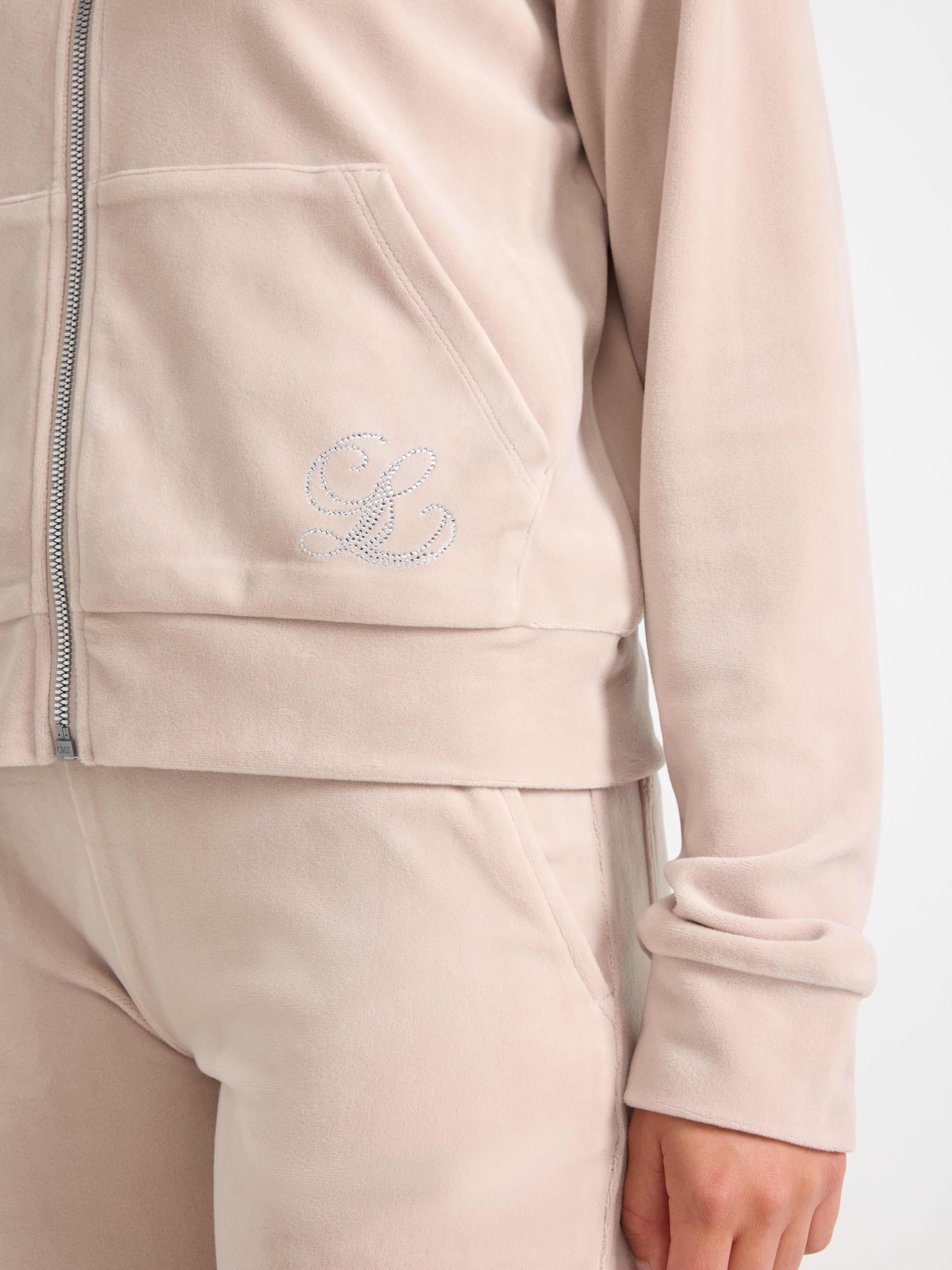 Bluza z kapturem i welurem Light Grey