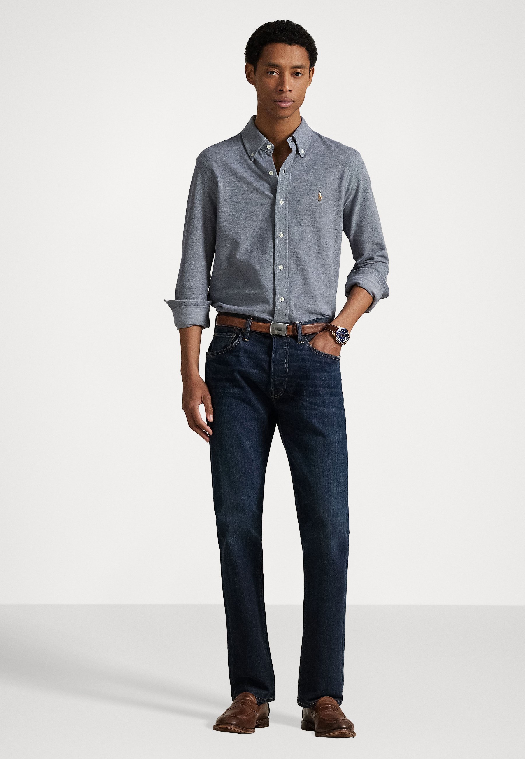 Chemise Oxford en maille Polo Ralph Lauren - Bleu marine Newport