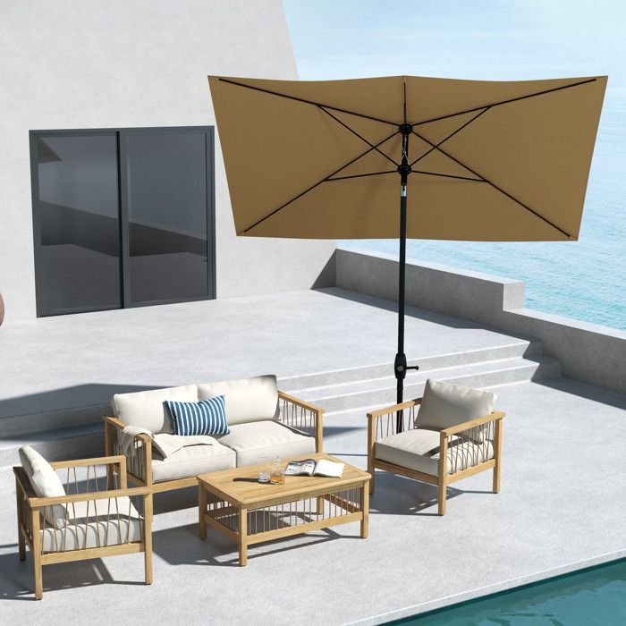 Ombrellone - Outsunny - 290x200x248cm - Alluminio - marrone