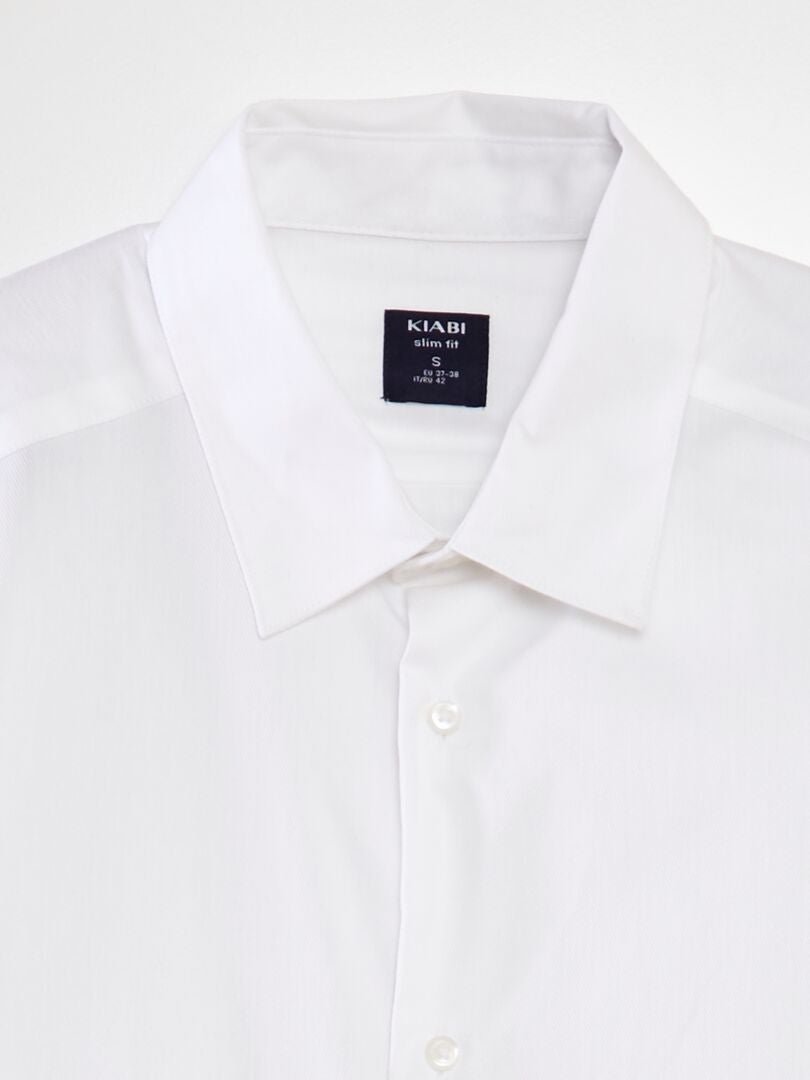 Nauwsluitend stretchshirt - wit
