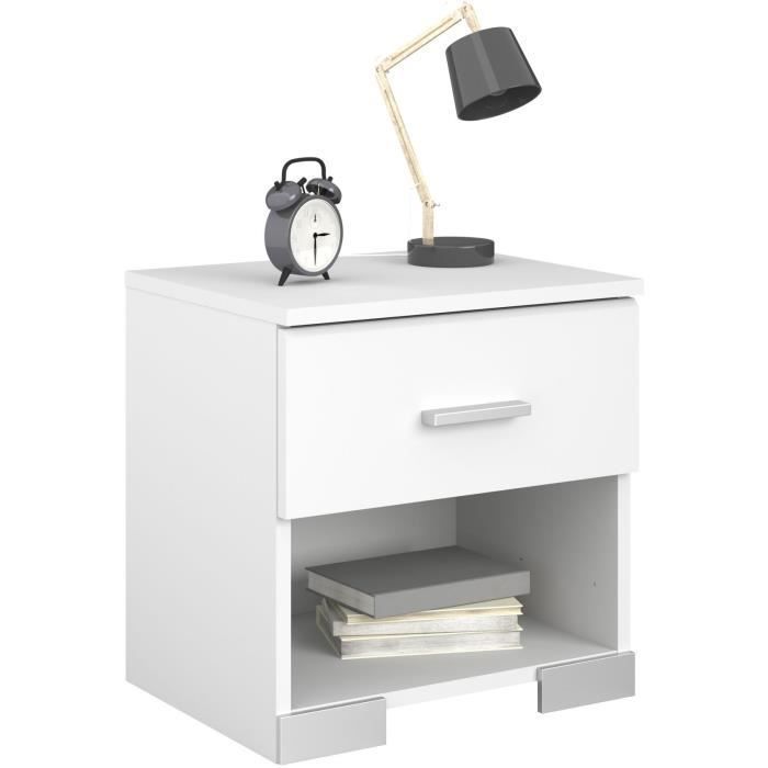Conjunto completo de quarto infantil ZODIAC com 3 peças - Cama + mesa de cabeceira + escrivaninha - Decoração branca - PARISOT