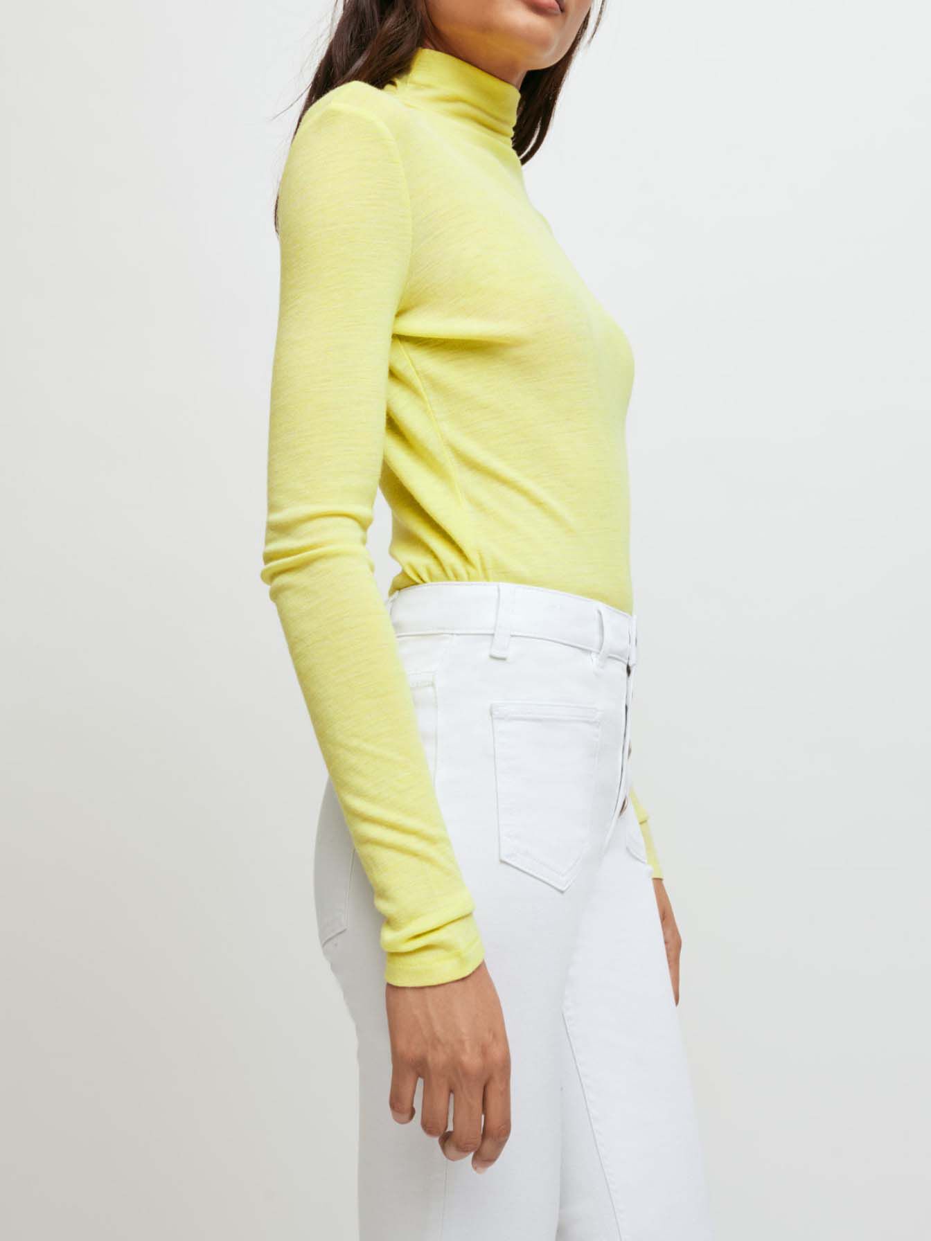 Tricou din lână și viscoză - Galben