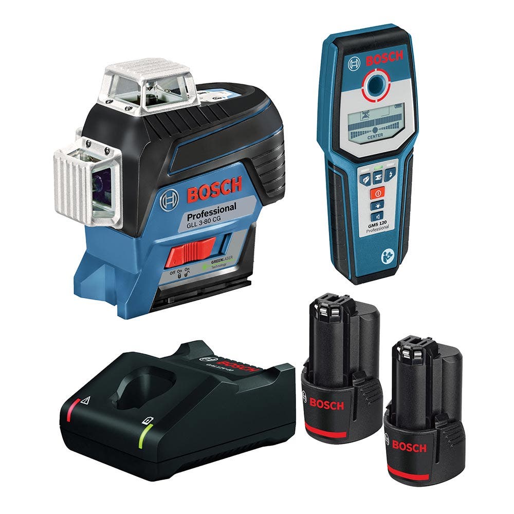BOSCH 12V, grüner Mehrlinienlaser mit Bolzensucher GMS-120 06159940RE