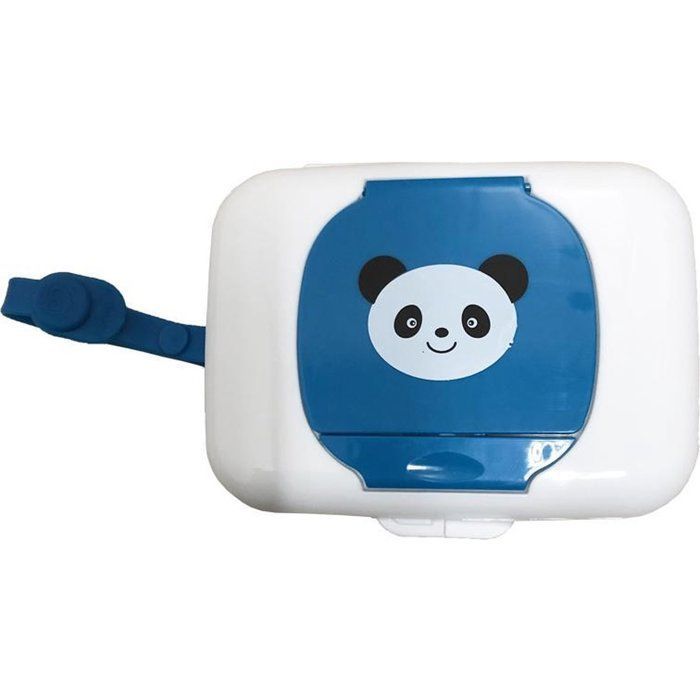 Boîte à lingettes humides nomade-Porte-lingettes humides-Motif panda-Bleu