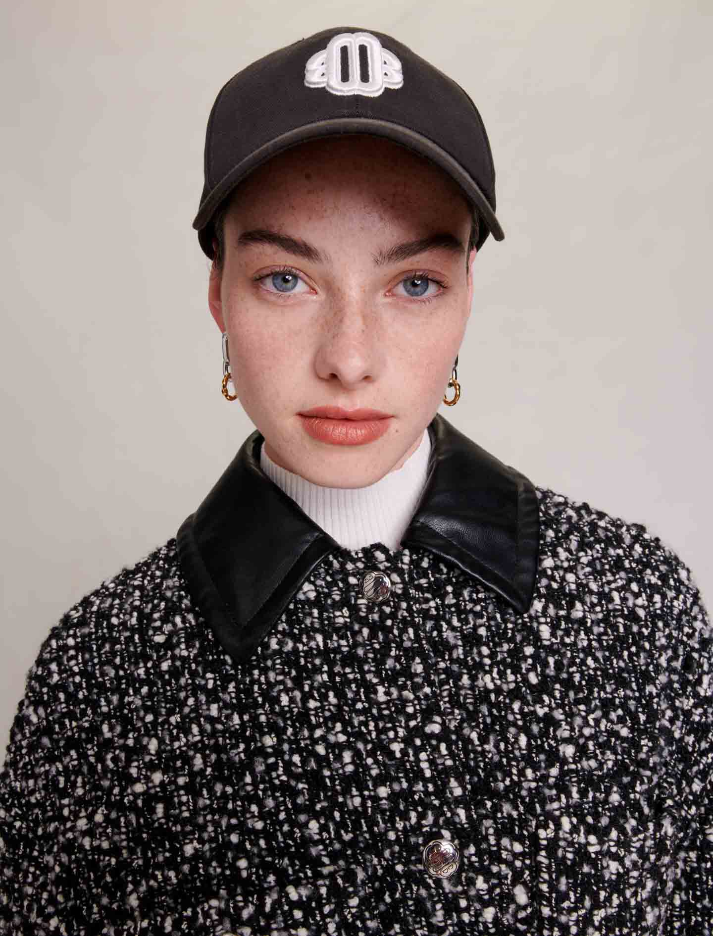 Palton scurt din tweed - Noir/blanc
