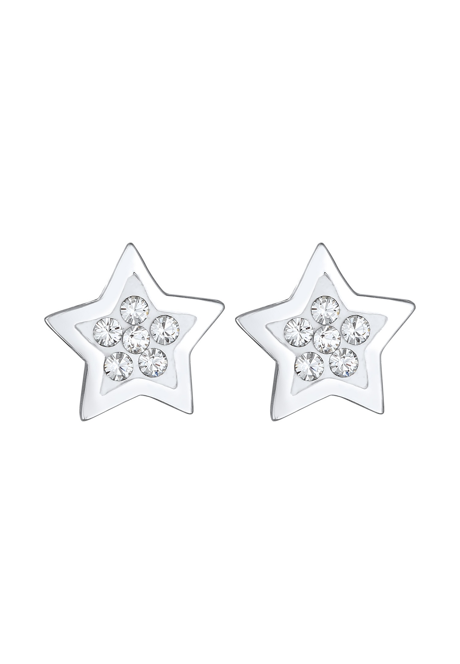 Elli Étoile Astro Tendance Cristal Clous d'Oreilles Femme en 925 Argent