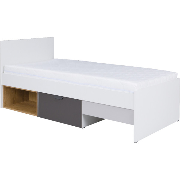 Łóżko 90x200 JACK JK15 biały / grafit / szary
