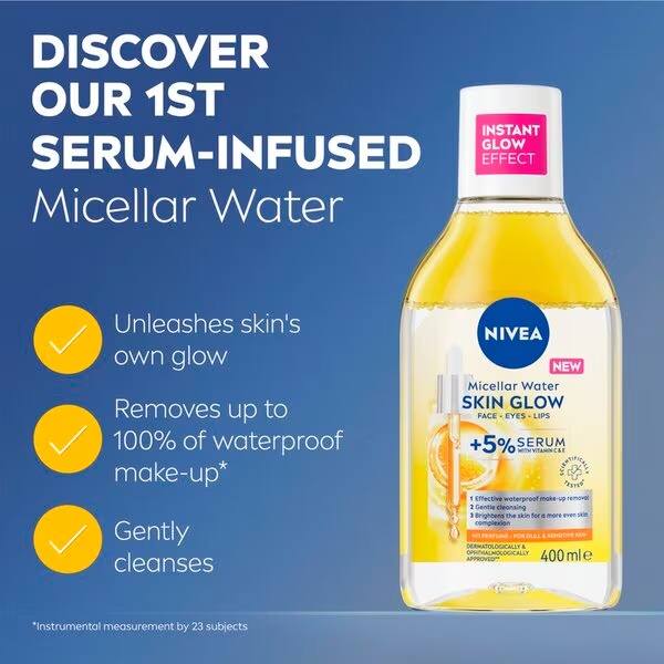 NIVEA Skin Glow micelinis vanduo<br>400ml – jautriai odai