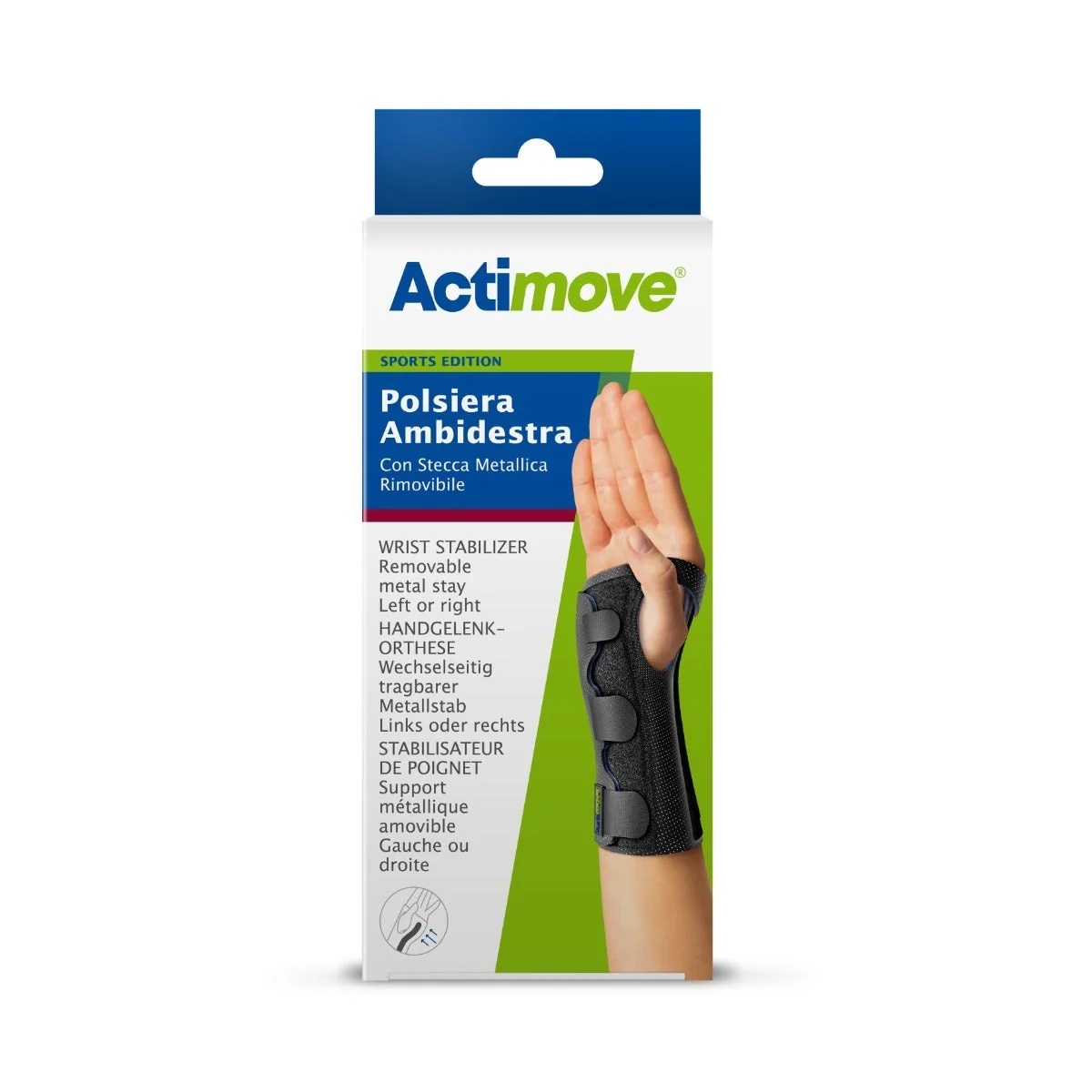 ACTIMOVE Actimove Sports Edition Handgelenkbandage für Rechts- und Linkshänder mit abnehmbarer Metallplatte S