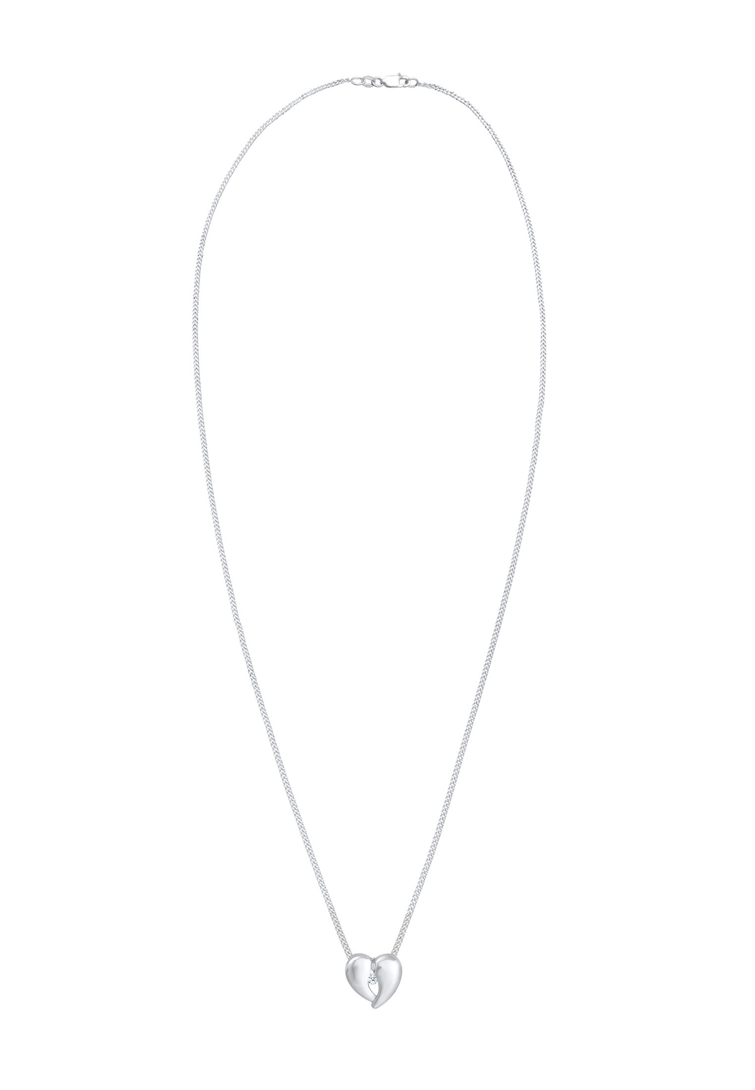 Elli DIAMONDS Pendentif coeur dame amour filigrane avec diamant (0,03 ct.) en argent sterling 925
