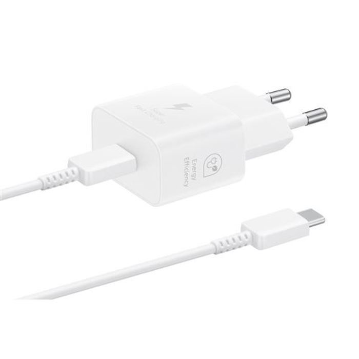 Chargeur pour téléphone mobile Samsung Chargeur secteur 25W Avec cable USBC Blanc