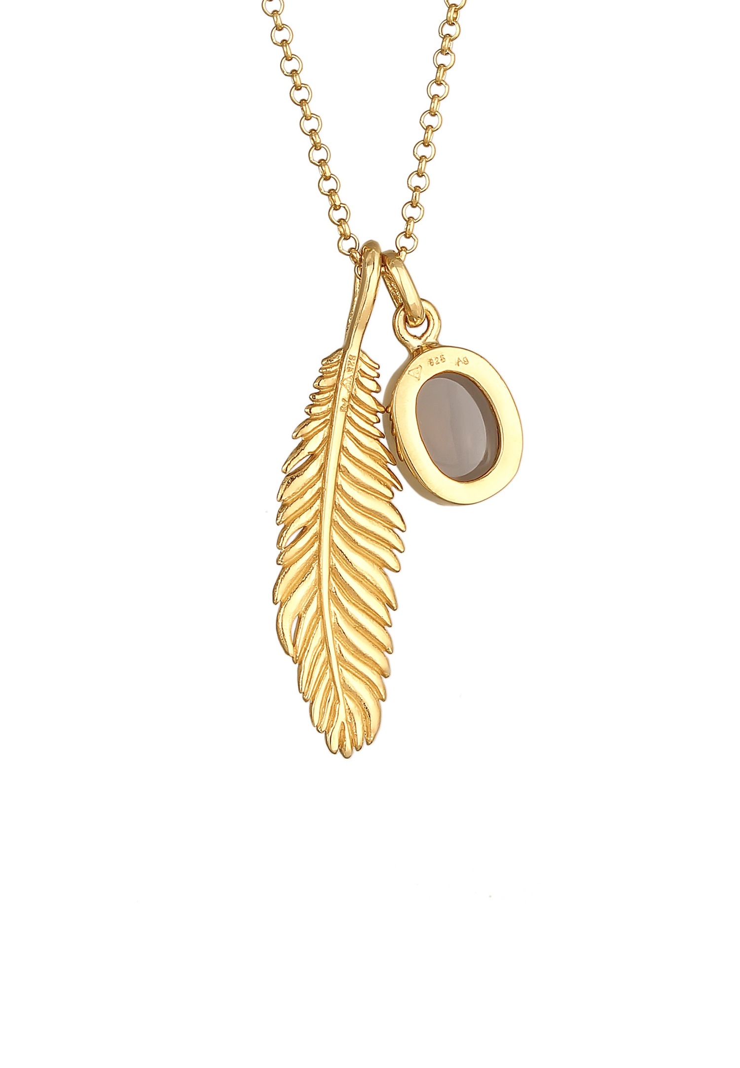 KUZZOI Pendentif homme plume look usé avec quartz en argent 925 sterling