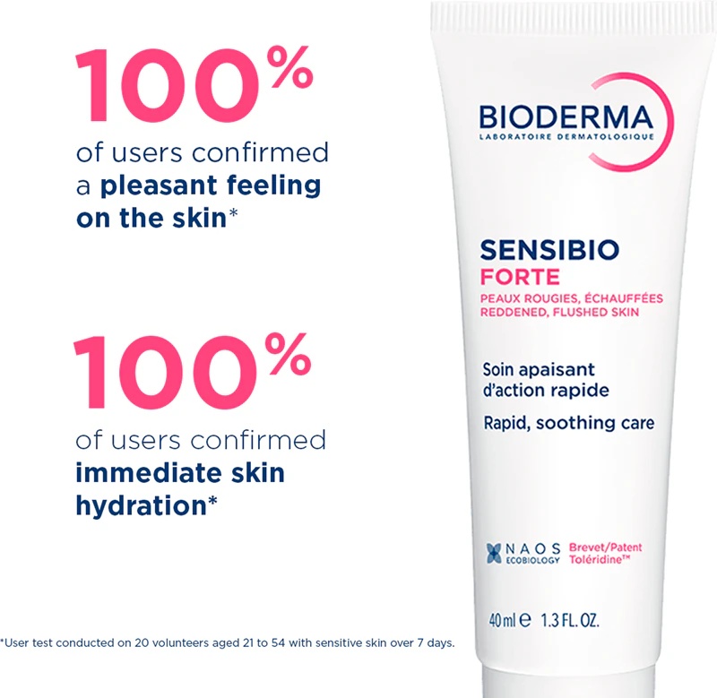 Bioderma Sensibio Forte nomierinošs mitrinošs krēms jutīgai ādai, kurai ir tendence uz krāsas maiņu.