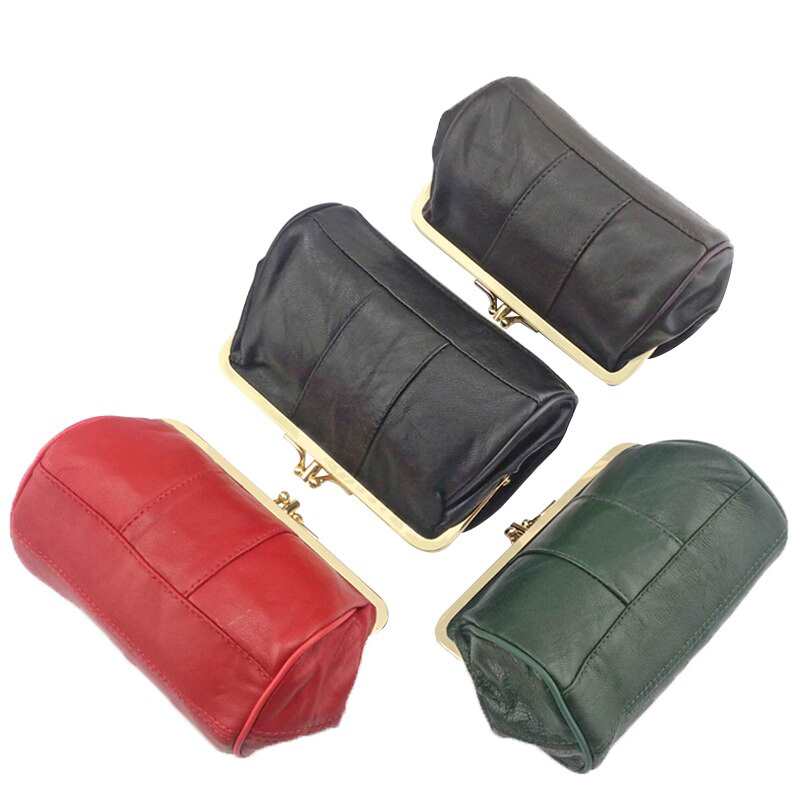 Mini porte-monnaie pour femme, neuf et original, fermeture éclair en métal, petit portefeuille en véritable peau de mouton, porte-cartes, sac à monnaie.