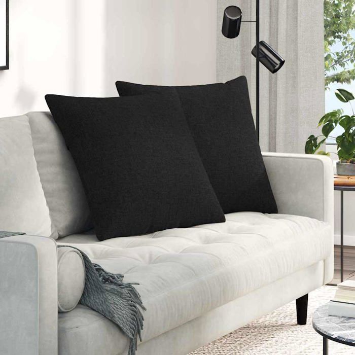 Sofakissen – vidaXL – Schwarz – 60 x 60 x 22 cm – Abnehmbare Bezüge – Polyesterfüllung – 2er-Set