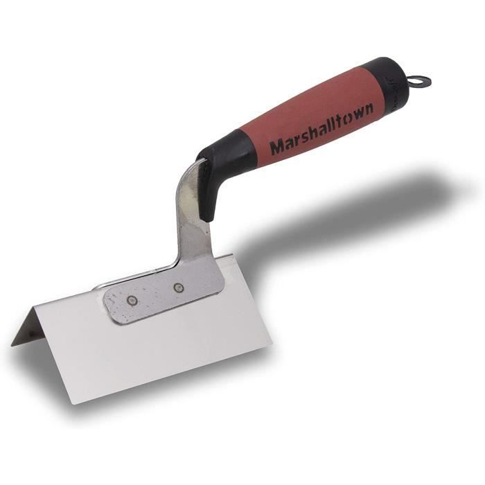 Maniglia angolare esterna Marshalltown DuraSoft in acciaio inossidabile, ideale per la costruzione di pareti divisorie.