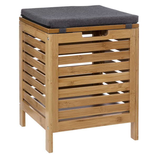 Stołek łazienkowy BAMBOO z koszem na pranie, 2w1