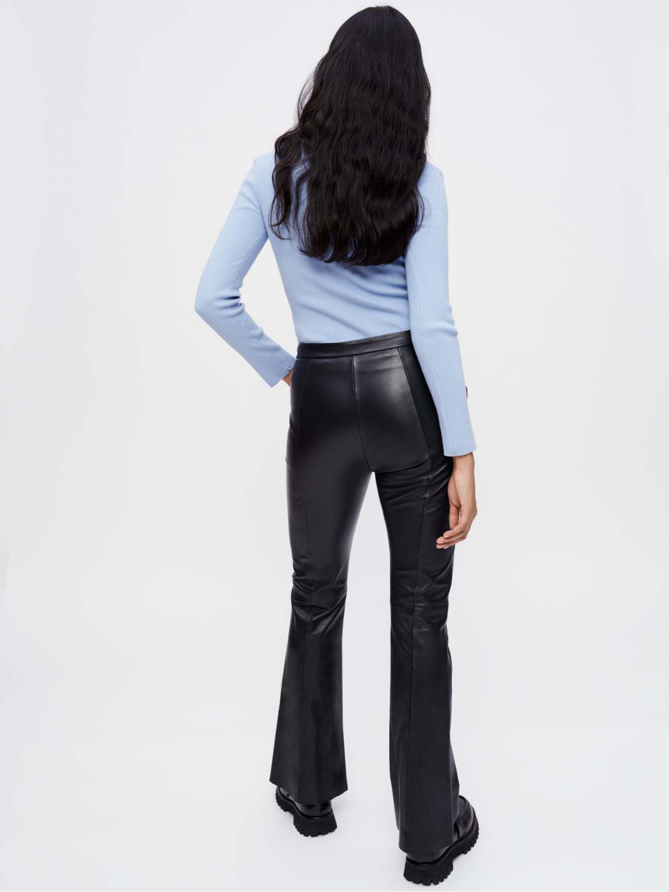 Pantaloni din piele negri - Negru