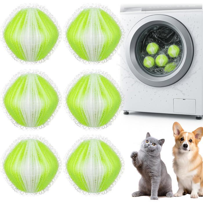 Bola atrapapelos para lavadora, reutilizable, para ropa y ropa de cama, compatible con lavadoras y secadoras (verde)