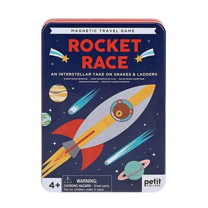 Jeu de Voyage Magnétique - Petit Collage - Rocket Race - Thème Spatial - 2-4 Joueurs