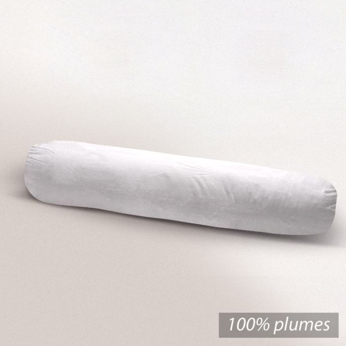 Cojín cilíndrico de 180 cm, 100 % plumas de pato.