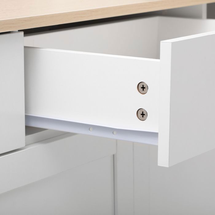 Aparador - EIFSON - Aparador de madera blanca - 4 puertas - 3 cajones - 160 x 37 x 75 cm