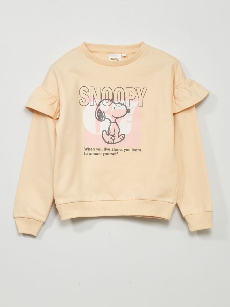 Moletom de lã com babados do Snoopy - BEGE