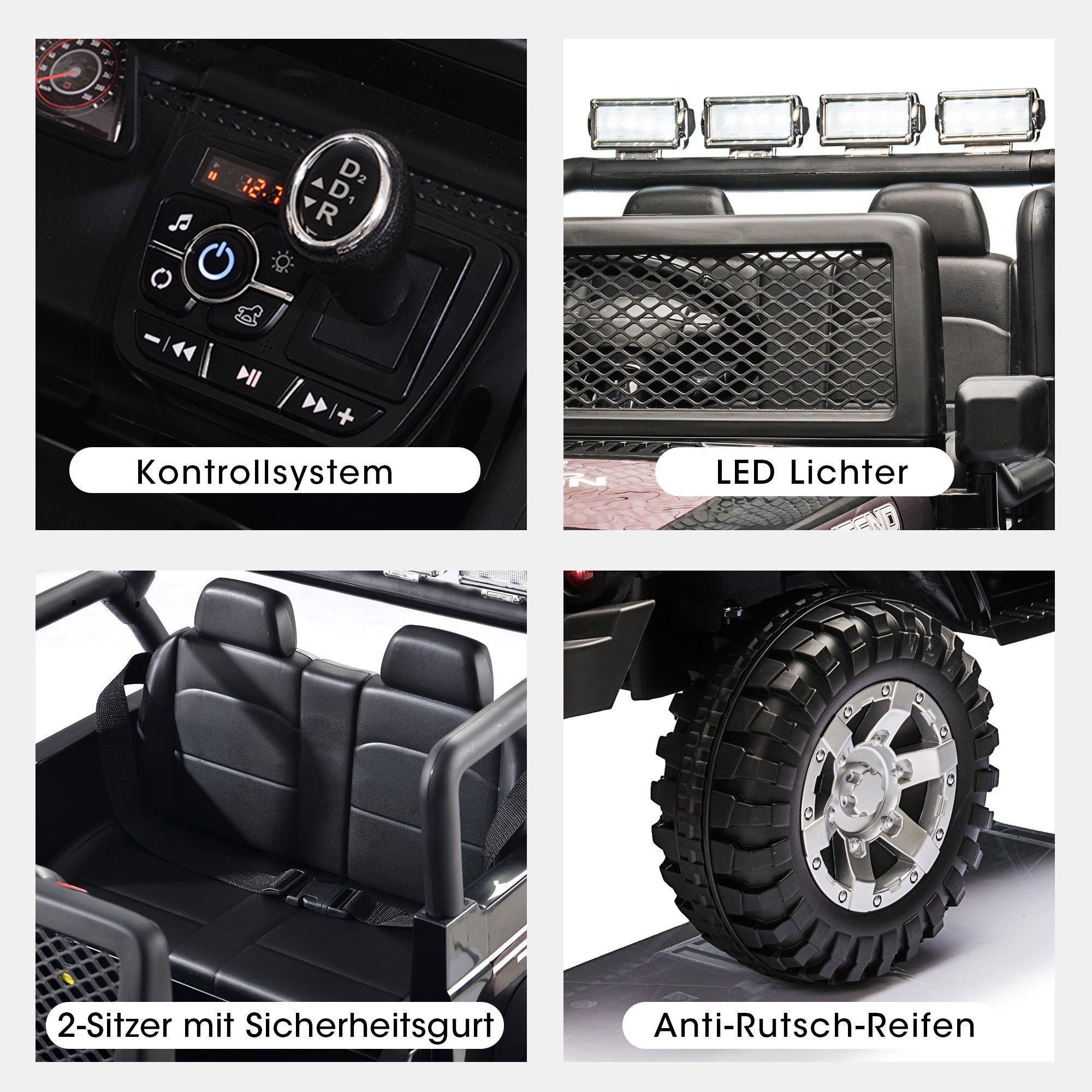 Merax Elektro-Kinderauto, Belastbarkeit 50 kg, mit 2 Sitzer, Elektroauto mit USB, AUX und Bluetooth inkl. Ferndienung