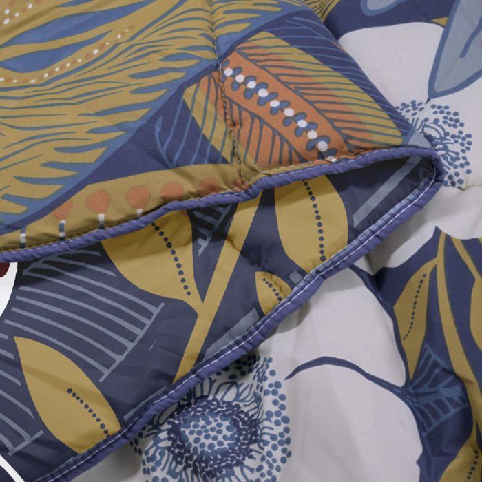 Calda trapunta stampata 220x240 cm con motivo floreale - Reversibile - Morbida microfibra - BLUE CALIN