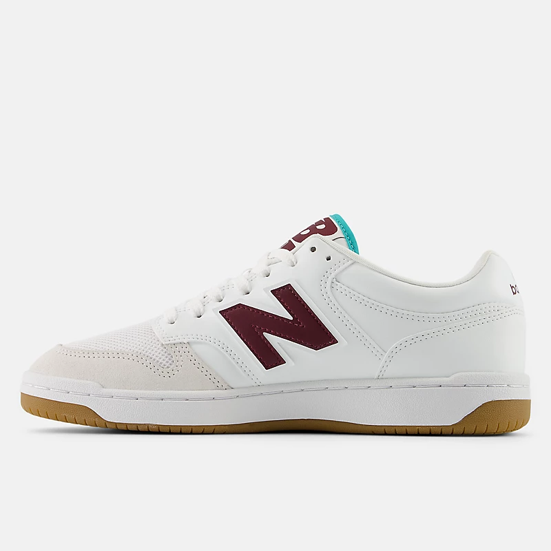 Heren 480 - wit met NB bordeauxrood en Airyteal