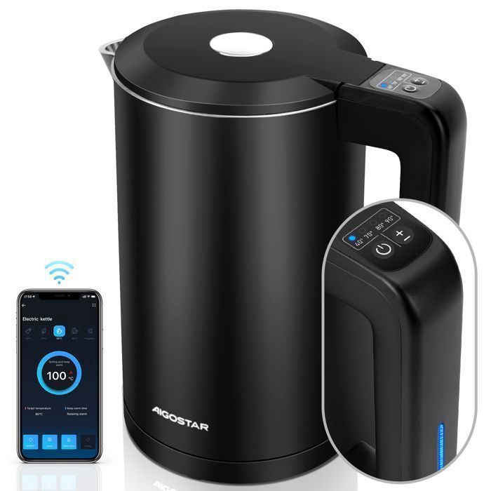 Aigostar slimme waterkoker 1,7 liter met cool touch-functie, instelbare temperatuur, compatibel met Alexa en Google Home, houdt water tot wel 24 uur warm.